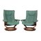 Green Leather Armchairs from Stressless, Set of 2 1