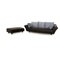 Model 333 3-Seater Sofa and Pouf in Black Leather from Rolf Benz, Set of 2 1