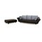 Modell 333 3-Sitzer Sofa und Pouf aus schwarzem Leder von Rolf Benz, 2er Set 1