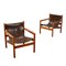 Vintage Armchairs in Leather & Beech, Italy, 1960s 1