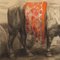 Paul Jouve, Buffalo, matita e acquerello su carta, con cornice, Immagine 5