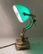 Ministerial Brass and Green Glass Table Lamp, Germany, 1950s 10