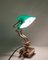 Lampe de Bureau Ministerial en Laiton et Verre Vert, Allemagne, 1950s 9