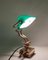 Ministerial Brass and Green Glass Table Lamp, Germany, 1950s 9