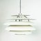 Mid-Century Italian White Lacquered Metal Pendant attributed to Stilnovo Milano, 1960s 4