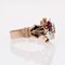 French 18 Karat Rose Gold You and Me Ring with Ruby and Diamond, 19th Century, Image 11
