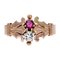 French 18 Karat Rose Gold You and Me Ring with Ruby and Diamond, 19th Century 1