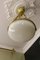 French White Glass, Brass and Bronze Pendant Chandelier, 1920s 6