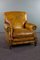 Large English Cowhide Leather Lounge Chair on Wheels, Image 1