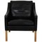 Modell 2207 Sessel aus schwarzem Leder von Børge Mogensen, 2000er 1