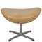 Egg Footstool in Patinated Natural Leather by Arne Jacobsen, 2000s 1