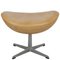 Egg Footstool in Patinated Natural Leather by Arne Jacobsen, 2000s, Image 1