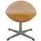 Egg Footstool in Patinated Natural Leather by Arne Jacobsen, 2000s 2