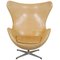 Egg Chair in Patinated Natural Leather by Arne Jacobsen, 2000s 1