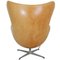 Egg Chair aus patiniertem Naturleder von Arne Jacobsen, 2000er 3