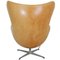 Egg Chair in Patinated Natural Leather by Arne Jacobsen, 2000s 3