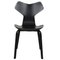 Chaise Grandprix en Frêne Laqué Noir avec Pieds en Bois par Arne Jacobsen 1