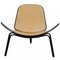 Black Shell Chair in Natural Leather by Hans Wegner, 2000s, Image 1