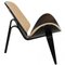 Chaise Shell Noire en Cuir Naturel par Hans Wegner, 2000s 2