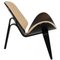 Schwarzer Shell Chair aus Naturleder von Hans Wegner, 2000er 2
