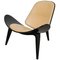 Black Shell Chair in Natural Leather by Hans Wegner, 2000s 5