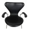 Butacas Series Seven de cuero negro de Arne Jacobsen, años 90, Imagen 3