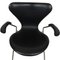 Butacas Series Seven de cuero negro de Arne Jacobsen, años 90, Imagen 4