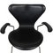 Butacas Series Seven de cuero negro de Arne Jacobsen, años 90, Imagen 13