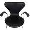 Butacas Series Seven de cuero negro de Arne Jacobsen, años 90, Imagen 5