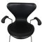 Butacas Series Seven de cuero negro de Arne Jacobsen, años 90, Imagen 16