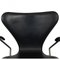 Butacas Series Seven de cuero negro de Arne Jacobsen, años 90, Imagen 6