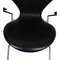 Series Seven Armlehnstühle aus schwarzem Leder von Arne Jacobsen, 1990er 7