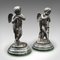 French Art Deco Bronze and Marble Putti Figures, 1930s, Set of 2 1