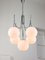 Vintage Italian Chrome and Opaline Chandelier, 1970s, Image 2