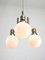 Lustre Mid-Century Scandinave en Chrome et Opaline, 1960s 4