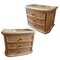 Tables de Chevet 3 Tiroirs Vintage en Osier et Bambou, Set de 2 1