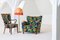 Sedia Wingback vintage con nuova stampa di Eva Jobs // Jobs Handtryck, anni '40, Immagine 2