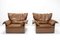 Leather Wingback Armchairs from Durlet, 1970s, Set of 2, Image 1