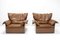 Set of Leather Wingback Armchairs from Durlet, 1970s 1