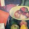 Naive Still Life with Fruits and Books, 1922, Oil Painting, Framed 8