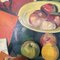 Naive Still Life with Fruits and Books, 1922, Oil Painting, Framed 4