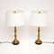 Large Antique Style Brass Table Lamps, 1950, Set of 2 3