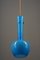 Lámpara colgante con pantalla de vidrio azul, Viena, años 60, Imagen 1
