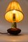 Lámpara de mesa pequeña de madera con pantalla de tela de Rupert Nikoll, años 50, Imagen 8