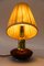 Lámpara de mesa pequeña de madera con pantalla de tela de Rupert Nikoll, años 50, Imagen 6