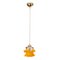 Lámpara de suspensión floral vintage de cristal de Murano amarillo naranja y detalles dorados, Italia, años 80, Imagen 1