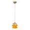 Vintage Flower Suspension Lamp in Orange-Yellow Murano Glass and Gold Details, Italy, 1980s, Image 1