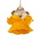 Vintage Flower Suspension Lamp in Orange-Yellow Murano Glass and Gold Details, Italy, 1980s 2