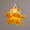 Lámpara de suspensión floral vintage de cristal de Murano amarillo naranja y detalles dorados, Italia, años 80, Imagen 7