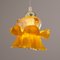 Lampe à Suspension Flower Vintage en Verre de Murano Jaune-Orange et Détails Dorés, Italie, 1980s 7